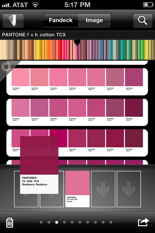 Tap and build a color story from Pantone's fan deck.