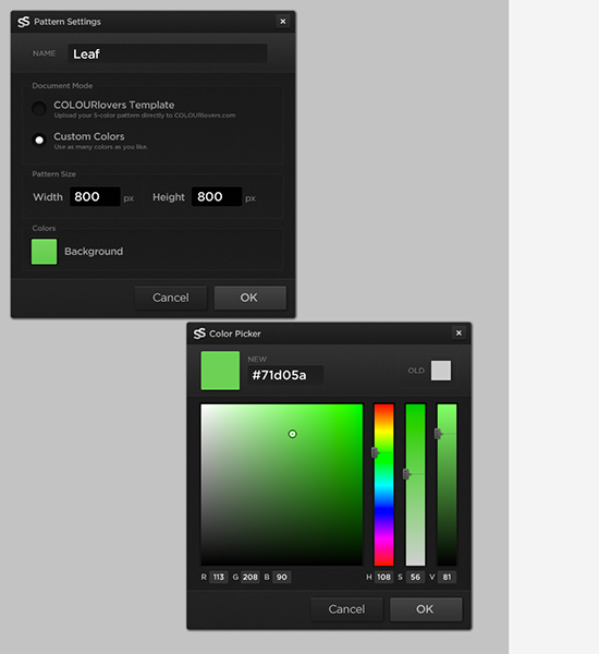 You can name the file, select the canvas size and color.