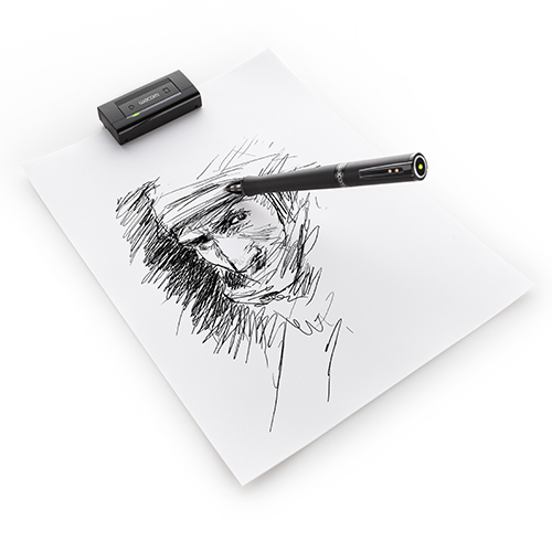 A pen with a portable sensor capturing the artists stroke.